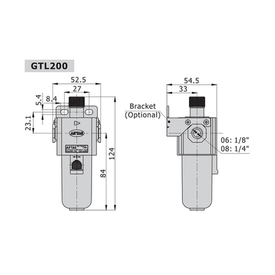GTL20006T AIRTAC LUBRICATOR<BR>GTL200 SERIES 1/8" NPT